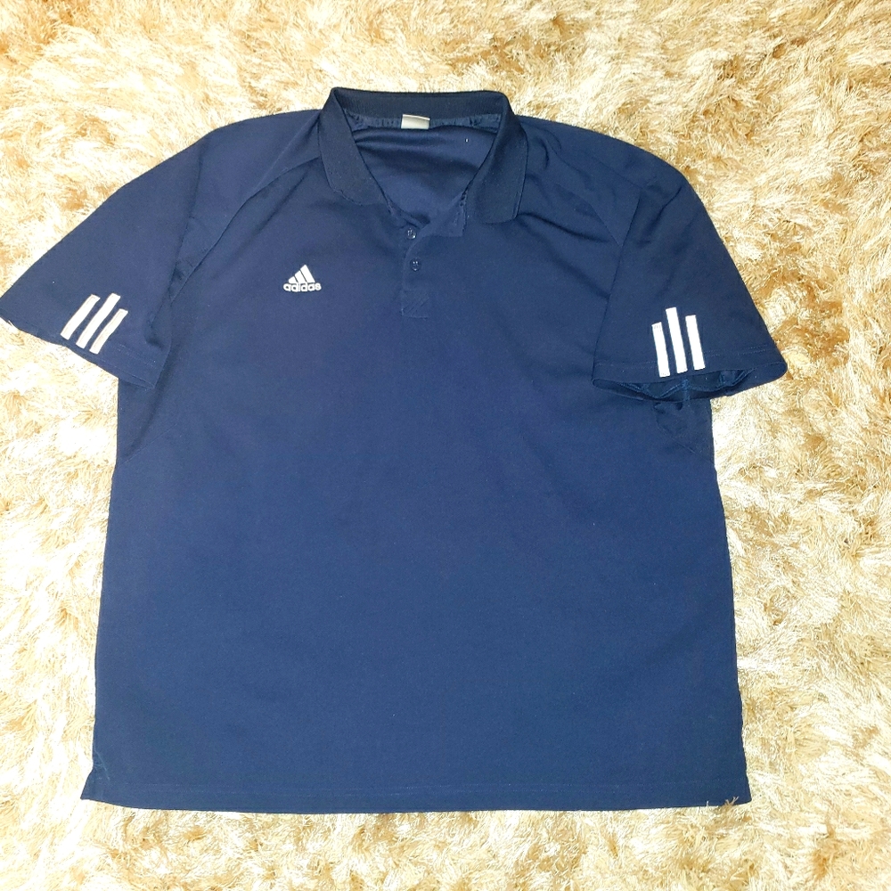 MENS ADIADAS JAQUARD NAVY POLO